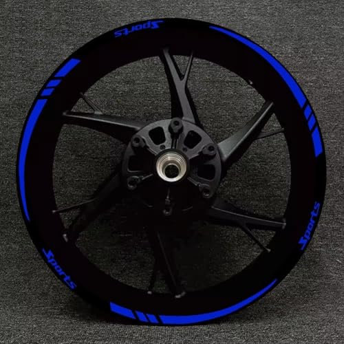 12 Stück/Set Rad-Aufkleber, Motorrad-Felgenband-Aufkleber, Dekorationsfolie, Streifen, Rad, reflektierende Nadelstreifen, Aufkleberpapier, für 45,7 - 53,3 cm (18-21 Zoll) Räder (blau)
