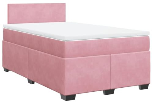 vidaXL Giroletto a Molle con Materasso Rosa 120x190 cm in Velluto, Letto a Molle con Materasso, Mobile per Camera da Letto, Divano Letto, Letto