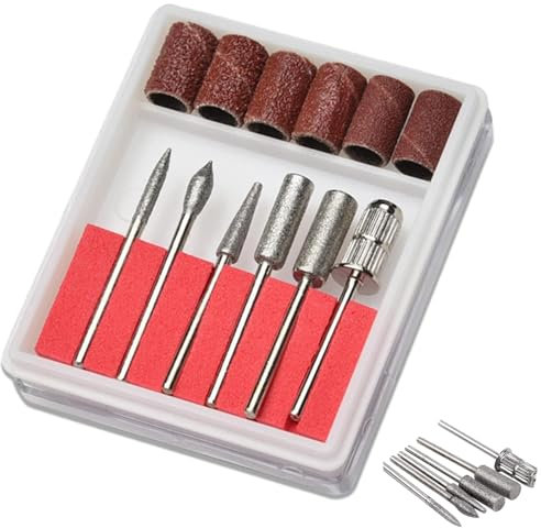 Nail Drill Bits,6 Pcs Professional Manicure Removal,Manicure,Pedicure,Home Use, Compact Nail Drill, Beginners Set(Made of Stainless Steel)