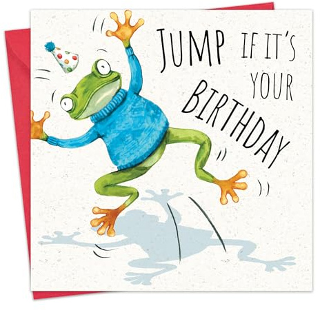 Twizler Funny Birthday Card - Party Frog - Mens Happy Birthday Card for Him - Male Birthday Card Son Brother - Dad Birthday Card Husband Boyfriend Partner Friend Grandad Uncle Nephew