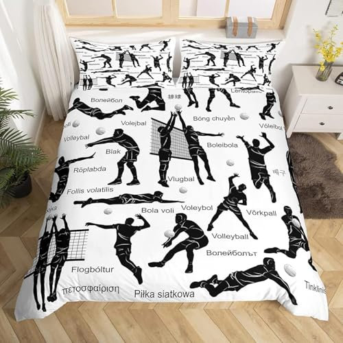 PUOJIEAT Bettwäsche 140x200 Volleyball Weich Mikrofaser Bettwäsche-Sets Volleyball Bettbezug mit 2 x Kissenbezug 80x80 cm 3D Bettzeug Set q8101