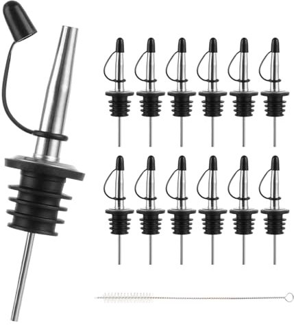 ASelected 12PCS of stainless steel wine bottle pourers Cone pourer Spirits wine pourer for bar tavern home oil pourer