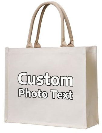 Tote Bag Personalizada Grande, Personalizadas Bolsa de lona, Bolso De Playa, Bolsa de Compras Reutilizable, Regalos para Mujer, Amigas, Cumpleaños Navidad, para Trabajar, Compras, Escuela, etc