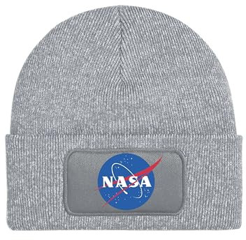 NIMAMA Mütze Beanie NASA Wintermütze Statement Spruch Print Geschenk Unisex Strickmütze für Herren & Damen - Hellgrau