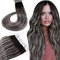 Hetto Tape Extensions Echthaar Schwarz Tape in Extensions Echthaar 45 cm Balayage Schwarz to Silver Seidig Gerade Invisible Tape Klebe Remy Haarverlangerung 20pcs 50g #1b/s/1b