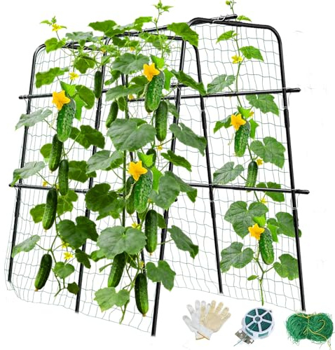 MQUPIN Treillis pour concombres,120 * 120CM Treillis de Jardin en Forme de U pour Plantes grimpantes à l'extérieur, Treillis pour légumes en Forme d'arche, Support pour Plantes grimpantes