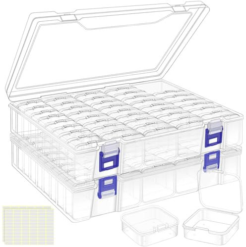 LINYAPRY Bead Organiser Box, 92 Pcs Small Bead Organisers and Storage Plastic Cases, Mini Clear Bead Storage Containers with Hinged Lid for Diamond Painting Accessories, Bead, Jewelry, DIY Crafts