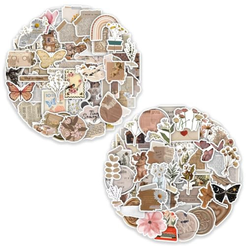Pack of 120 Vintage Stickers, Vintage Stickers, Waterproof Scrapbook Aesthetic Stickers, Laptop Stickers, for Journaling, Scrapbooking Accessories for DIY Paper Crafts