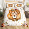 Homewish Löwin Bettwäsche 135x200 Kinder, Goldener König Der Löwen Bettbezug Set für Mädchen Jungen, König des Dschungels Bett Set, mit 1 Kissenbezug Holzbrett Dekor, Weiche Mikrofaser