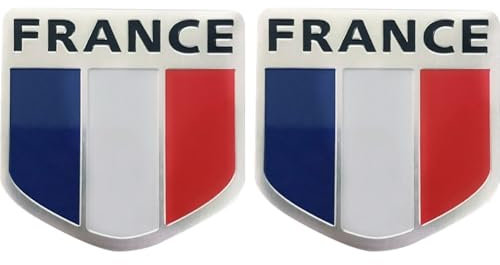 Lpitoy Frankreich-Flagge, Französische Aufkleber, 2 Stück, 3D-autoaufkleber Nationaler Frankreich-Flagge, Selbstklebende Metall-Auto-Logo-Aufkleber Für Autos, Motorräder, Helme
