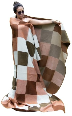 Tommy Lion Alpaka-Wolldecke, Decke aus Alpaca und Merinowolle, Hypoallergen, weich, leicht Handgefertigt, Nachhaltig, Ganzjährig, Boho-Kollektion (Braun, Queen 203x229 cm)