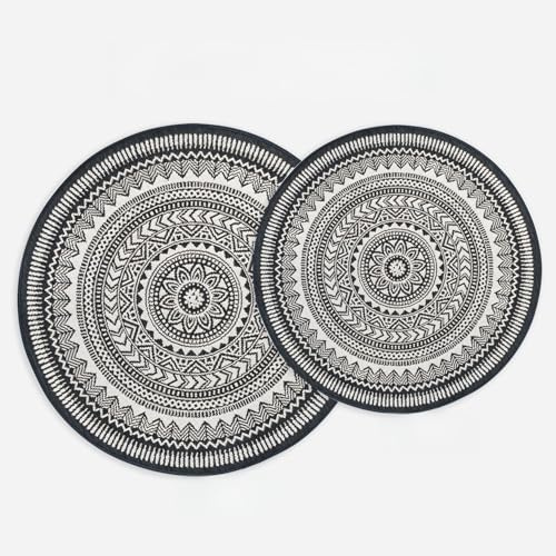 DomDeco Teppich 2er-Set Rund – Ø 120 & 160 cm | Moderner Outdoor & Indoor Teppich für Balkon, Terrasse, Wohnzimmer | Wetterfest & Pflegeleicht