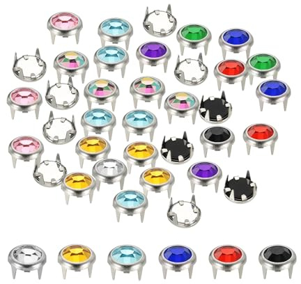 YELARXI Strass-Nieten, Strass-Klauen-Perlen, Nagelkopf, Kristallkrallen-Nieten, Punk-Spikes, dekorative runde Nieten, 6 mm, passend für Kleidung, DIY, Lederhandwerk, Taschen, Gürtel (80 Stück