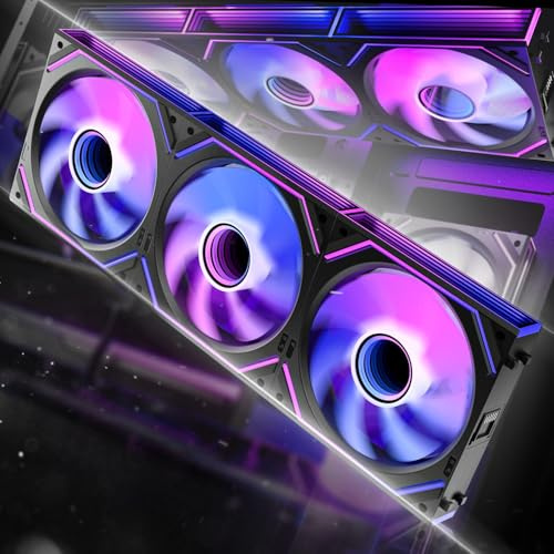 AsiaHorse DAWN Pro ARGB Daisy Chain [Infinity Mirror] [HDB] Ventilateur de PC, 120 mm, 71 CFM/1 850 RPM/2,6 mmH2O 4 broches PWN & 5 V 3 broches ARGB, pour Asus Aura, ASRock, GIGABYTE, MSI (lot de 3)