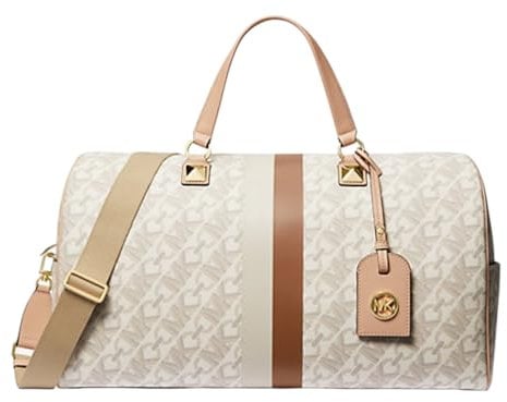 Michael Kors Grayson Extra Large Weekender Vanilla – Reisetasche Damen, PVC & Leder, Logo, Golddetails, 52x29x24 cm - Modell 30FGGYU4B Handtasche