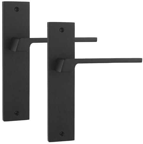 Decoranddecor Spectra Matt Black Backplate Door Handles Set – Modern Internal Handles, Art Deco Design, Durable, Easy-Install for Residential & Commercial Interiors
