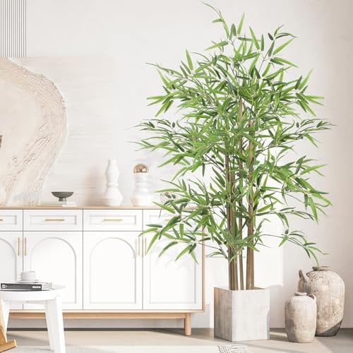 YOLEO 5FT Artificial Bamboo Tree, Lifelike Fake Silk Tree Indoor, Faux Bamboo Tall Plant for Living Room Bedroom Balcony Corner Office Decor