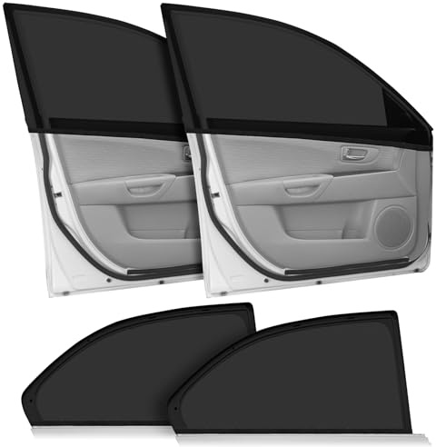 Sonnenschutz Auto Baby mit UV Schutz,4 Stück Auto Netz für Seitenfenster | Auto Netz Universal Elastizitä Sonnenblende,Sonnenschutz Auto Netz Dehnbar,Auto UV Schutz Seitenfenster für Kinder Haustiere
