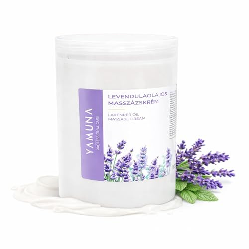YAMUNA NATURAL BEAUTY Massagecreme, mit pflanzlichen Ölen, Naturkosmetik aus Ungarn. Sanfte Profi-Creme für entspannende und pflegende Massagen.(Lavendel)