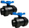 FLUXI-TECH - Vanne à Boule PVC Ø 50 mm - Lot de 2 - Double Union à Coller - Pression PN16 bars - Résistante aux Produits Chimiques (60°C) - pour Piscine, Jardin, Arrosage, Plomberie - Poignée Bleue