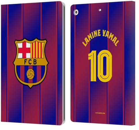 Head Case Designs Offizielle FC Barcelona Lamine Yamal 2025/26 Spieler Home Kit Leder-Wallet-Hülle Kompatibel mit Apple iPad 10.2 2019/2020/2021