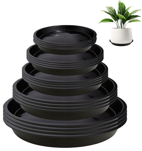 XMSHYODSM Plant Pot Saucers, 20 Pcs Durable Plastic Plant Trays for Pots, Reliable Plants Pot Trays Flower Pots Drip Trayss Waterproof Plants Saucers for Indoor Outdoor Garden(5 Sizes)