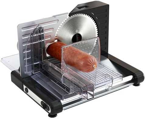 Electric Slicer Machine for Home, Meat Slicer,Electric Bread Slicer | with Adjustable Thickness (0-18mm),160W Meat & Bread Slicer Foldable Design, Detachable Parts & Low Noise (<70dB)