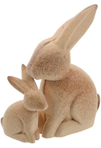 VICASKY 2 Stück Unbemalte Holzfiguren 3D Osterhasen Dekoration Kompakte Selbstgemacht Tischornamente für Zuhause und Büro