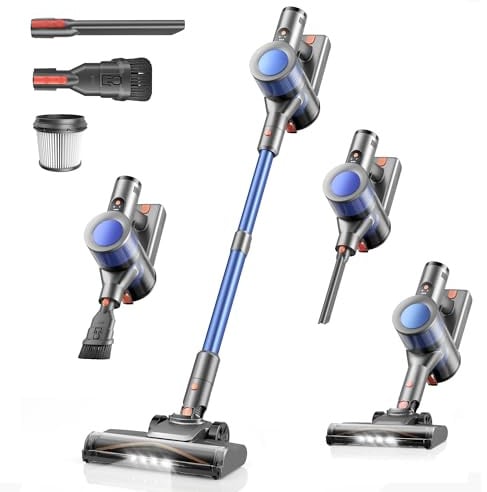 Aspirapolvere Senza Fili, 45KPa 50Mins Scopa Elettrica Senza Fili con Autoportante, Display LED intelligente,Leggero aspirapolvere ricaricabile antigroviglio,Potente per Pavimenti/Tappeti/Peli Animali