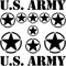 GreenIT Set Sterne Schriftzug US Army MP Aufkleber Auto Tattoo Deko Folie Klebefolie (schwarz)