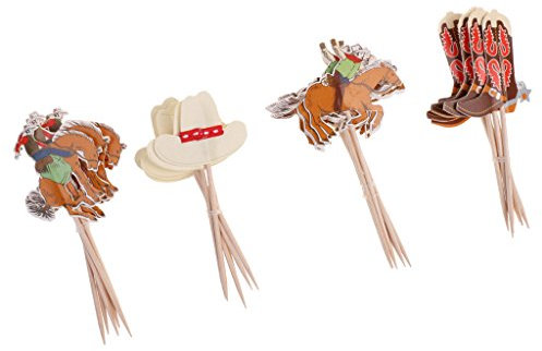 Gazechimp 24-teilige Cupcake-Dekoration für Kindergeburtstag oder Geburt Kinder Geburtstag Muffin Deko - Cowboy, 24 Stück