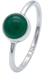 mantraroma Silberring Damen 925 Sterling Silber – runder Edelstein Ring Ø 7 mm, schlichter minimalistischer Damenschmuck modern elegant, Geschenk für Frauen