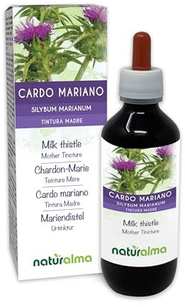 Mariendistel (Silybum marianum) Kraut und Früchte Alkoholfreier Urtinktur Naturalma - Flüssig-Extrakt Tropfen 200 ml - Nahrungsergänzungsmittel - Veganer