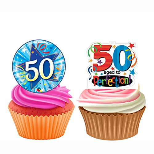 50th Birthday cupcake toppers edible icing sheets 1.5 x 24 easy peel