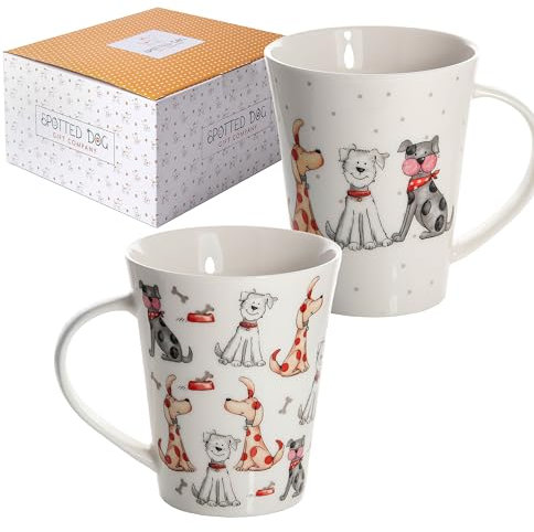 SPOTTED DOG GIFT COMPANY Cute Dog Mugs Gift Set • Set of 2 Mugs 360ml • Coffee & Tea Mugs • Ceramic Porcelain China Cups for Hot Drinks • Microwave & Dishwasher Safe • Gifts for Dog Lovers