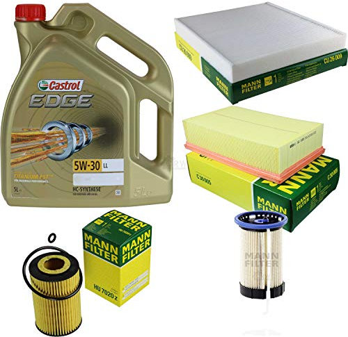 Filter Set Inspektionspaket 5 Liter Motoröl EDGE Titanium FST 5W-30 LL MANN-FILTER Innenraumfilter Kraftstofffilter Luftfilter Ölfilter
