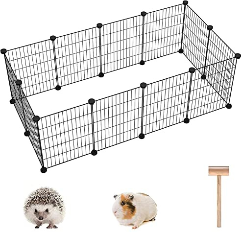 C&AHOME Haustierlaufgitter, 12 Stück, Tragbar, Schwarz, Ideal für Meerschweinchen, Welpen, Haustierprodukte, DIY Metall-Hofzaun, 30,5 cm x 38,1 cm