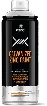 Montana Colors MTN Pro Plata Galvanizada (Zinc Brillante) -Spray 400ml, Gris Plateado, 8 cm, 400