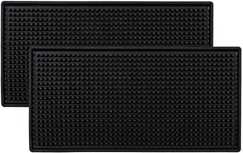 Tapis de Bar PVC Flexible Barre de Service étanche Tapis en Caoutchouc pour Café Hôtels Maison Pub 30 * 15 cm 2 Pièces Noir