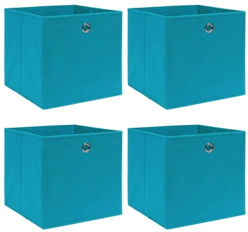 vidaXL 4X Aufbewahrungsbox Zusammenklappbar Spielkiste Regalkorb Faltkiste Korb Kinderbox Box Kiste Regalbox Staubox Babyblau 32×32×32cm Stoff