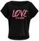 WINSHAPE Damen Ultra leichtes Modal-Kurzarmshirt MCT002 mit neon pinkem „Love is The Answer” Glitzer-Aufdruck, Dance Style, Schwarz-neon-pink-glitzer, L