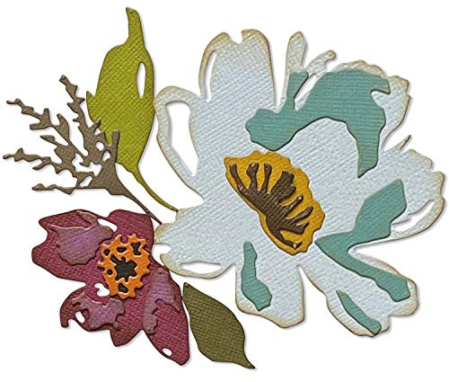 Sizzix Thinlits Die Set 5PK Brushstroke Flowers #3 by Tim Holtz, 665360, Multicolor, One Size