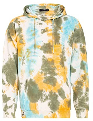 Redbridge Hoodie mit Batik Effekt Kapuzenpullover Sweatshirt Khaki-Orange S