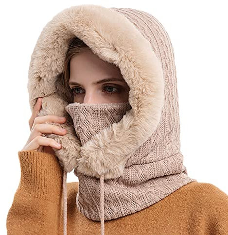 YAMEE Sturmhaube Damen Gesichtsmaske Winter Warme, Balaclava Schlupfmütze Skimütze Radfahren Mütze Schal, Kopfbedeckung Plüsch Samtkappe Skifahren Radfahren