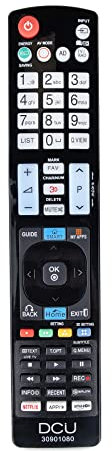 DCU TECNOLOGIC | LG SMART TV Fernbedienung | TV-Fernbedienung | Kompatibel mit LG SMART TV | Taste für Netflix und Prime Video | Schwarz