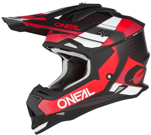 O'NEAL | Motocross-Helm | MX Enduro | ABS-Schale, Lüftungsöffnungen für optimale Kühlung | 2SRS Helmet SPYDE V.23 | Erwachsene | Schwarz Rot Weiß | Größe L (59/60 cm)