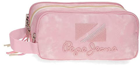 Pepe Jeans Holi Federmäppchen, dreifach, Rosa, 22 x 10 x 9 cm, Polyester, Rosa, Dreifach-Etui