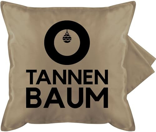Kissenbezug - Weihnachtskissen Christmas Geschenke - O Tannenbaum - Schwarz - 50 x 50 cm - Beige - weihnachten bezüge weihnachtsmotive weihnachtliche swiateczne weihnachtlicher weihnachtsmotiven