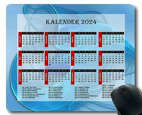 YENDOSTEEN Kalender 2024 Mauspad Gaming Großes Mauspad, Markiert Kreise Hintergrundlicht Maus-Pads