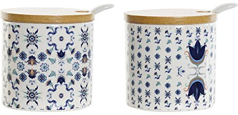 DKD Home Decor Sucrier de la marque Bambou Dolomite (7,5 x 7,5 x 7,5 cm) (2 pièces) (S3025836)